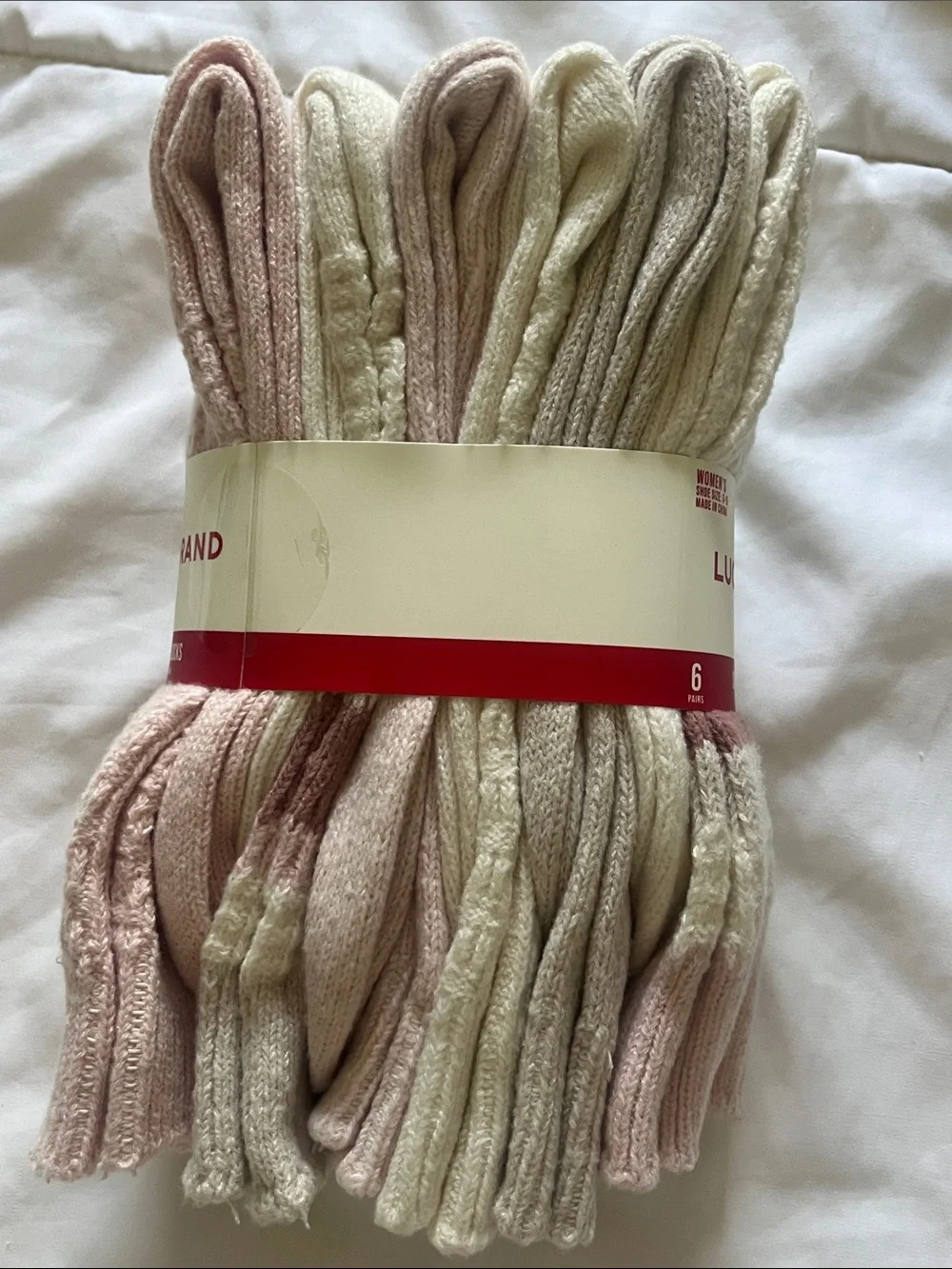 Lucky Brand Women's Super Soft Boot Socks - Pink and Cream